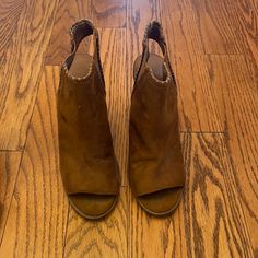 Size 8 Chestnut Brown Booties. Suede-Like Material. Never Worn!!!! Perfect Condition Brown Ankle-high Sandals For Fall, Ankle-high Brown Sandals For Fall, Brown Ankle-high Synthetic Heels, Casual Brown Booties With Stacked Heel, Casual Brown High Heel Booties, Brown Slip-on Booties Medium Width, Brown Closed Toe Booties With Stacked Heel, Brown Synthetic Booties For Spring, Brown Casual Summer Booties