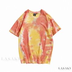 Lasaky - Stylish Tie-Dyed Ombre Loose-Fit Short-Sleeve Top for Women Retro Fashion Outfits, Harajuku Fashion Street, Egirl Outfits, Harajuku Style, Tie Dye Shirts, Oversize Fashion, Vintage Short, Tie Dye Shorts, Dye Shirt