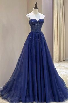 Long Blue Homecoming Dresses, Year Six Formal Dresses, Sweet 16 Long Dresses, Ballgown Formal Dress, Prom Dresses Shopping, Navy Blue Dresses Prom, Blue Fluffy Prom Dress, Veil Prom Dress, Prom Dresses Dark Blue Long