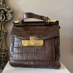 Never Used Very Feminine Top Handle $795 Feminine Top, Brown Leather Bag, Brown Gold, Top Handle, Leather Bag, Brown Leather, Satchel, Bag Lady, Leather