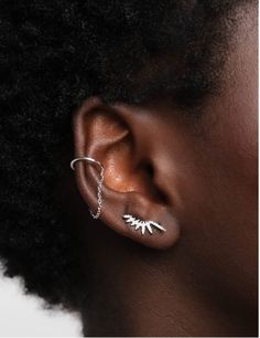 a woman with an ear piercing is shown