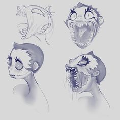 some drawings of different faces and mouths