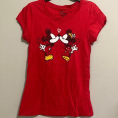 Sale Disneys Girls T-Shirt Nwot Never Been Used Minnie Mouse Short Sleeve T-shirt For Disney Trips, Minnie Mouse Crew Neck Top For Disney Trips, Red Disney Crew Neck Top, Red Character Print Top, Red Short Sleeve Top With Mickey Mouse, Red Mickey Mouse T-shirt For Disney Fan Events, Red Disney Graphic Print Top, Disney Character Print Red T-shirt, Minnie Mouse Tops For Disney Fan Events