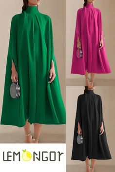 1000's of reasons to shop!🥰 Green V-neck Solid Dress, Green Solid Color V-neck Dress, Green Solid Color Evening Dress, Green Solid Color Midi Dress For Party, Sleeveless Green Midi Dress For Fall, Green A-line Solid Color Midi Dress, Green Solid Color Midi Dress For Evening, High Neck Midi Dress, Capsule Outfits