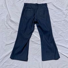 Measurements: Waist - 36 inches around Hip 7 inches down - 41 inches around Hip 9 inches down - 42 inches around Rise - 12 1/2 inches Inseam to cuff - 27 1/2 inches Total Length - 40 inches Details: Appears to be unused Denim Amazing Condition! (Sold As Is) Retro Denim Bottoms For Workwear, Retro Dark Wash Bottoms For Workwear, Retro Denim Workwear Bottoms, Retro Dark Wash Bottoms For Work, Retro Mid-rise Bottoms For Workwear, Vintage Mid-rise Jeans For Work, Retro Mid-rise Workwear Pants, Retro Mid-rise Pants For Work, Vintage Cropped Leg Bottoms For Fall