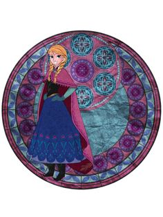 the frozen princess is depicted in this stained glass window panel, which features an image of her