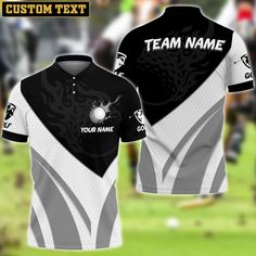 a black and white shirt with the name team name on it