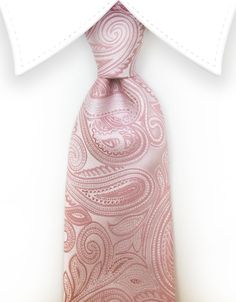 This light, blush pink and rose gold paisley men's tie is the perfect accessory for weddings and business attire. Rose Gold Groomsmen Attire, Grad Accessories, Blush Pink Tie, Rose Gold Tie, Dream Accessories, Wedding Maids, Tie Crafts, Ties Mens Fashion, Gold Paisley