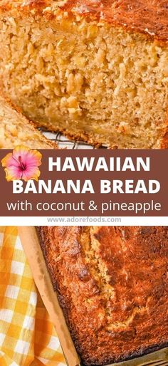 a loaf of banana bread with coconut and pineapple