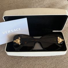 Brown/Tortoise Original Case Unopened Cleaning Cloth Authenticity Cards Designer Tortoiseshell Sunglasses For Formal Occasions, Elegant Sunglasses As Gift, Elegant Brown Sunglasses For Formal Occasions, Luxury Brown Sunglasses For Evening, Versace Glasses, Versace Fashion, Vintage Versace, Tortoise Shell Sunglasses, Versace Accessories