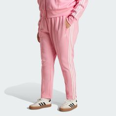 adidas Shop the Adicolor SST Track Pants (Plus Size) - Pink at adidas.com/us! See all the styles and colors of Adicolor SST Track Pants (Plus Size) - Pink at the official adidas online shop. Spring Joggers With Side Stripes For Jogging, Athleisure Jogging Bottoms With Three Stripes Branding, Athleisure Jogging Bottoms With Three Stripes, Athleisure Bottoms With Three Stripes For Jogging, Sporty Stretch Pants With Three Stripes Branding, Spring Sweatpants With Side Stripes For Jogging, Adidas Stretch Sportswear Pants, Spring Sportswear Sweatpants With Side Stripes, Spring Sports Pants With Side Stripes