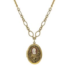 Gold Tone Carnelian Cameo With Flowers Oval Locket Necklace 16   19 Inch Adjustable Oval Locket Necklace, Old Necklace, Everyday Necklaces, Locket Necklace Vintage, Gold Locket Necklace, Dainty Diamond Necklace, Antique Locket, 1928 Jewelry, Oval Locket