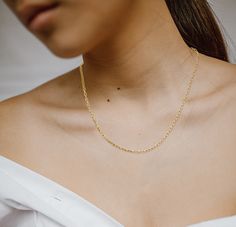 Curious what our favorite chain is? It's paperclip. We reccomend it if you're looking for a dainty layering piece - there's not many necklaces that don't go well with this paperclip chain. https://alexisjae.com/products/gold-paperclip-chain-necklace #chain #paperclipchain #goldnecklace #layernecklace #bestchain #chains #paperclipnecklace #trendynecklace Paperclip Chain Necklace, Paperclip Necklace, Solid Gold Chains, Small Charms, Gold Paper, Trendy Necklaces, Gold Chain Necklace, Pure Gold, Paper Clip