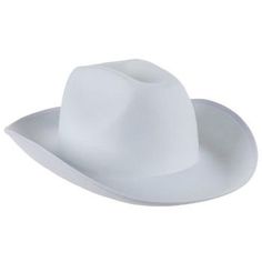 Details: 	 Length: 15" 	 Width: 12" 	 Height: 6" Saddle up with a stylish new accessory! Cowboy Hat is made of hard felt with a solid white color and is sized to fit most adults. The hat's characteristic tapered top and curled brim make it look just like a cowboy's. Wear it as a part of a costume, or use it to keep the sun out of your eyes! It might not be a whole ten gallons, but this hat will bring lots of western style to your look. White Brimmed Rodeo Costume Hat, White Brimmed Costume Hat For Rodeo, White Brimmed Hat For Rodeo, White Cap For Western-themed Events, Classic White Fitted Top Hat, Western White Hat With Curved Brim, Classic White Hat Bands For Rodeo, Western Costume Hat With Curved Brim In White, White Western Rodeo Costume Hat