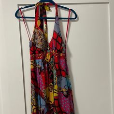 Worn Once A Few Pulled Strings As Shown In Video & Pictures Size 10 100% Silk Dry Clean Only Halter Silk Dress, Picture Sizes, Silk Dress, Lady In Red, Red Blue, Red And Blue, Color Blue, Dry Clean, Size 10