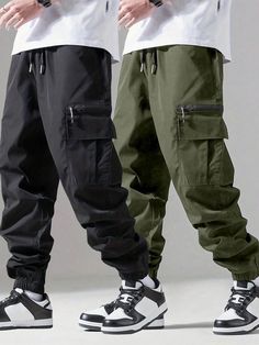 2pcs Men's Casual Versatile Simple Cargo Pants Multicolor Casual   Woven Fabric Colorblock,Plain Cargo Pants Non-Stretch Spring/Summer/Fall Men Clothing, size features are:Bust: ,Length: ,Sleeve Length: Mens Clothing Styles Cargo Pants, Mens Cargo Pants, Streetwear Cargo Pants, How To Style Cargo Pants, Pantalon Cargo, Cargo Jeans, Cargo Pants Men, Mens Bottom, Men Clothing