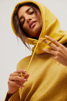 Get the feeling of your favorite hoodie with the added bulk with this so-soft balaclava, featured in a classic sweatshirt material for ultimate coziness. **Features:** Hood style, slouchy fit, adjustable drawstring opening, fleece-lined sweatshirt material **Why We | No Sweat Hoodie Balaclava by Free People in Yellow Cozy Sweatshirt With Adjustable Hood, Super Soft Hooded Sweatshirt For Fall, Cozy Fleece Hoodie With Adjustable Hood, Solid Color Fleece Hoodie With Funnel Neck, Solid Funnel Neck Fleece Hoodie, Solid Color Funnel Neck Fleece Hoodie, Super Soft Hooded Hoodie For Fall, Super Soft Hooded Fleece Sweatshirt, Super Soft Cozy Fit Hooded Hoodie