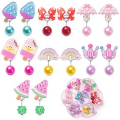 PRICES MAY VARY. GIRLS CLIP ON EARRINGS SET: Our kids clip on earrings for girls have a variety of interesting styles. This dress up jewelry for girl theme covers stars, flowers, small animals, bows, crowns, ice cream, fruits, and many other elements, cater your different match need. COMFORTABLE EAR CLIPS: These little girls clip on earrings is made of acrylic and alloy material, easy to put on or take off. The kids play earrings set also comes with a flower shaped box, which is both beautiful a Toddler Dress Up, Earrings Kids, Pink Room Decor, Piercings For Girls, Princess Jewelry, Girls Clips, Earrings For Girls, Ear Clips, Girl Themes