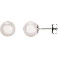 61103 / 14K White / Pair 08.00 Mm / Polished / Akoya Cultured Pearl Earrings Classic Round Pearl Earrings With Prong Setting, Hypoallergenic Round Pearl Earrings For Formal Occasions, Round Hypoallergenic Earrings For Formal Occasions, Hypoallergenic Round Earrings For Formal Occasions, Classic White Pearl Earrings With Bail, Akoya Pearl Earrings, White Pearl Earring, Dream Engagement Rings, Akoya Pearls