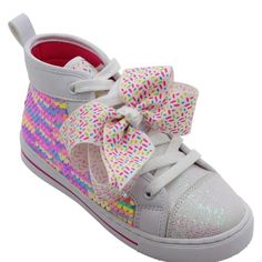 Jojo Siwa Shoes Free Gift With The Purchase Of The Shoes. Multicolor Synthetic Closed Toe Sneakers, Multicolor Closed Toe Synthetic Sneakers, Cute Multicolor Non-slip Sneakers, Cute Multicolor Round Toe Sneakers, White Non-slip Flat Sneakers, Playful Lace-up Sneakers For Playtime, Playful White High-top Sneakers, Cute Multicolor Sneakers For School, Cute Closed Toe Synthetic Sneakers