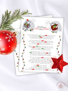 a christmas letter to santa claus is shown next to an ornament and a star