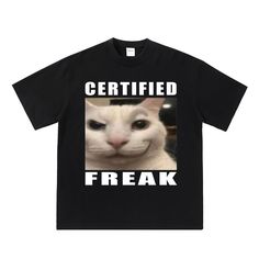 📦 PRODUCTION TIME & SHIPPING ► All T-Shirts are hand-screen printed to order. ► Production time is 1-3 business days ► Delivery time is 2-4 days in the US 👕SHIRT SPECIFICATIONS AND SIZING - Premium Gildan Soft-Style T-shirt - Comfortable unisex fit - 100% Cotton - Professional high-quality print Certified Freak Cat meme shirt, match my freak, meme shirt, funny cat meme tee, hard shirts, funny cat tshirt, ironic sarcastic meme "funny T-shirt", Funny T Shirt Prints, Silly Shirt Designs, Unhinged T Shirts, Funny Outfits For Women, Silly T Shirts, Funny T-shirts, Cursed Clothes, Ironic Shirts