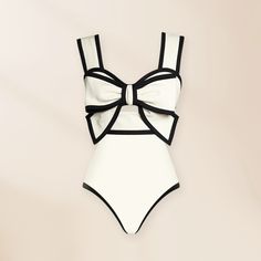 Bow Front Cutout Black and White One Piece Swimsuit and Skirt Flaxmaker Alternative Luxe, Bow Swimsuit, Flattering Swimwear, Swimsuit Skirt, Chic Swimsuit, Skirt Swimsuit, Swimsuit Set, Swimsuit Fashion, Designer Swimwear