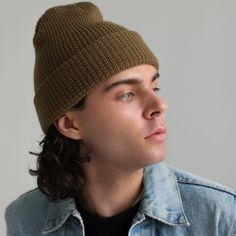 #color_olive Fitted Beanie For Cold Weather In Fall, Classic Fitted Beanie For Cold Weather, Classic Fitted Knitted Beanie, Classic Knitted Beanie For Fall, Classic Fitted Beanie For Fall, Ribbed Fitted Hats For Fall, Fitted Winter Hats For Everyday Wear, Classic Knitted Beanie For Everyday, Classic Knitted Everyday Beanie