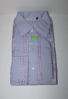 Vintage Mod 60s 70s deadstock Tuxedo shirt by Marcel of Paris Shirtmaker.  All cotton, sanforized.  Violet with embroidering on the front and sleeve cuffs, size 16 neck which is a medium.  Orignal paper price tag still attached - $2,99. No measurements as the shirt is still in the package.  Size is Large. Tux Shirt, Mod 60s, Tuxedo Shirt, Tuxedo Shirts, Mens Shirt, Shirt Long Sleeve, Denim Vest, Cool Shirts, Button Downs