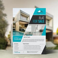 a real estate flyer is displayed on a table