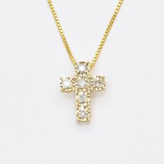 Real Diamond Cross Pendant - Solid 14k Real Gold Diamond Pendant - Dainty Cross Gold Necklace Real Diamond Necklace, Diamond Cross Necklace, Diamond Cross Necklaces, Solid Gold Necklace, Gold Cross Necklace, Solid Gold Chains, Diamond Cross Pendants, Gold Diamond Necklace, Diamond Cross