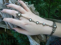 Poison Ivy Cosplay, Hand Flower, Bridal Fashion Jewelry, Swarovski Bracelet, Bohemian Bracelets, Opal Bracelet, Bridal Bracelet, Hand Chain, Moon Goddess