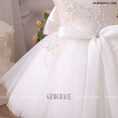 10% off now|Couture Embroidered Pearls Ballgown Flower Girl Dress With Big Bow Knot For Weddings at GemGrace. Click to learn our pro custom-made service for wedding dress, formal dress. View Flower Girl Dresses for more ideas. Stable shipping world-wide. Lace Dresses With Floral Applique For Ceremony, Fitted White Bridesmaid Princess Dress, White Sleeveless Dress For Ceremony, White Floral Applique Princess Dress For Bridesmaids, White Princess Dress With Floral Applique For Bridesmaids, White Floral Applique Bridesmaid Princess Dress, White Wedding Princess Dress With Floral Applique, Fitted White Princess Dress For Wedding, White Princess Style Lace Wedding Dress