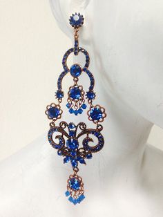 Blue velvet crush earrings  on Etsy, $115.00 Elegant Patina Earrings, Elegant Blue Copper Jewelry, Elegant Blue Metal Chandelier Earrings, Finger Cuff, Capri Blue, Diamond Crystal, Blue Velvet, Antique Copper, Black Diamond