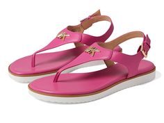 MICHAEL Michael Kors Jilly Flat Sandal - Women's Shoes : Cerise : Enjoy unlimited comfort and unmatched style, wearing MICHAEL Michael Kors Jilly Flat Sandal. Man-made upper. Man-made lining. Cushioned insole. Slide-on style. Toe-post design. Round open toe. Adjustable ankle strap with buckle closure. Flat platform. Metallic gold finish. Metal monogram. Man-made outsole. Imported. Measurements: Weight: 8 oz Product measurements were taken using size 9, width M. Please note that measurements may Synthetic T-strap Sandals With Branded Insole, Pink Sandals With Ankle Strap And Branded Insole, Luggage Sizes, Stylish Sandals, Sandals For Sale, Post Design, Metallic Gold, Flat Sandals, Gold Finish