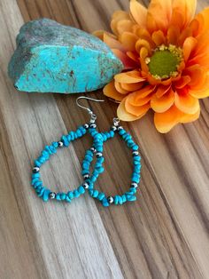 Sterling Silver Kingman Turquoise Size 2" x 1 1/4" French hooks Turquoise Dangle Earrings, Turquoise Earrings Dangle, Kingman Turquoise, Turquoise Jewelry, Free Giveaway, Dangle Earrings, Size 2, Turquoise, Make It Yourself