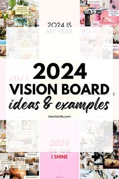 a collage of photos with the words, 2012 vision board ideas and examples on it