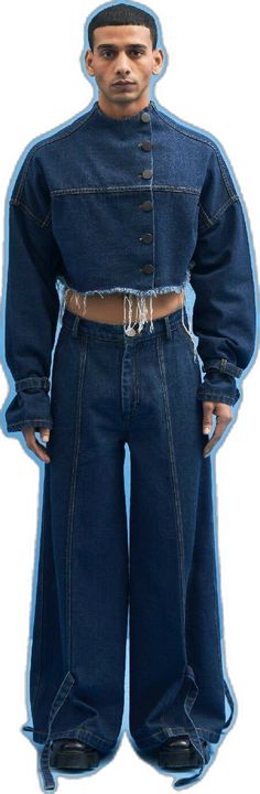 Cropped Cotton Jacket With Frayed Hem, Cropped Dark Wash Jeans For Fall, Fall Cropped Dark Wash Jeans, Spring Denim Bottoms With Cropped Hem, Spring Cropped Hem Denim Bottoms, Edgy Cropped Denim Jacket For Streetwear, Cropped Jeans With Pockets For Fall, Cropped Cotton Jeans For Fall, Cropped Bottoms For Fall Streetwear