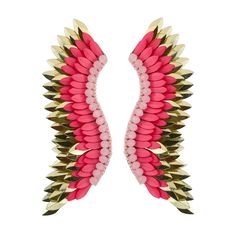 Step out in style with these Pink Gold Small Wing Earrings - a perfect balance of cuteness and elegance. Women will love the unique combination of whimsy and luxury with the playful baby pink hue and opulent golden tones. The one-of-a-kind earrings are designed in the shape of angel wings, adorned with layers of sequin Elegant Pink Chandelier Earrings, Elegant Pink Beaded Earrings For Party, Pink Dangle Chandelier Earrings, Handmade Pink Earrings For Party, Pink Chandelier Drop Earrings For Gift, Whimsical Single Earring For Parties, Pink Trendy Dangle Chandelier Earrings, Elegant Pink Drop Plug Earrings, Trendy Pink Dangle Chandelier Earrings