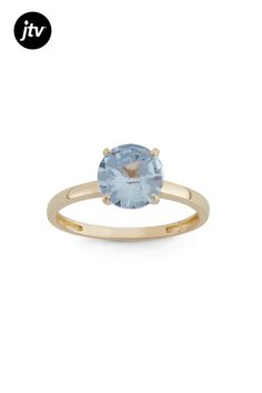 Round Aquamarine Simulant 10K Yellow Gold Ring 2.00ctw Yellow Gold Ring, 10k Gold, Yellow Gold Rings, Aquamarine, Gold Ring, Gold Rings, Yellow Gold, Ring, Yellow