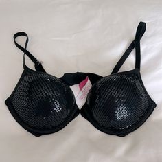 Pink By Victorias Secret Brand Ultimate Push-Up Bra - Size 34a This Bra Has Only Been Tried On But Never Worn Out. It Is In Perfect Condition. Gorgeous Black Bra With Shiny Black Detailing On The Cups. It’s The Ultimate Push-Up Style. Smoke Free Home Summer Push-up Bra For Night Out, Summer Night Out Push-up Bra, Stretch Underwire Bra For Party, Black Underwire Bra For Party, Seamless Fitted Bra For Party, Summer Party Push-up Bra, Black Party Bra With Padded Cups, Black Padded Party Bra, Party Seamless Stretch Bra