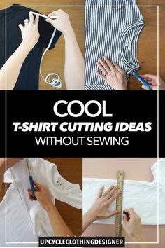 the instructions for how to sew a t - shirt with sewing thread and scissors