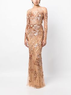 Zuhair Murad sequin-embellished Maxi Gown Dress - Farfetch Zuhair Murad Ready To Wear, Elie Saab Ready To Wear, Zuhair Murad Bridal, Elie Saab Fall, Embellished Gown, Maxi Gown, Wedding Guest Looks, Versace Outfit, Maxi Gown Dress