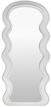 a white mirror with wavy shapes on it