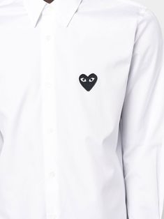 White cotton heart patch shirt from Comme Des Garçons Play. | Comme des Garçons PLAY Heart Patch Shirt Play Heart, Patch Shirt, Heart Patch, Patches Shirt, Heart Patches, Comme Des Garcons Play, Logo Shirt, Comme Des Garcons, Shirt White