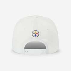 Wear it for all the world to see. Your team spirit will be front and center, when you hitch it to the Pittsburgh Steelers Monty Script Marquee RF Cap. With an embroidered team logo display and unstructured design featuring a soft curve visor and mid crown, your tailgate fashion just got an upgrade. An adjustable snapback snap closure lets you quickly and easily adjust the fit for the most comfortable feel. Features Embroidered team logo display with raised graphics on front of crown Unstructured White Visor Hat For Game Day, White Snapback Hat For Fan Gear, Custom Logo Snapback Hat For Sports Events, Curved Bill Trucker Hat With Embroidered Logo, Curved Bill Trucker Hat With Embroidered Logo For Fans, Custom Logo Flat Bill Snapback For Sports Events, Custom Logo Flat Bill Snapback Hat For Sports Events, White Collegiate Cap, White Collegiate Visor Hat