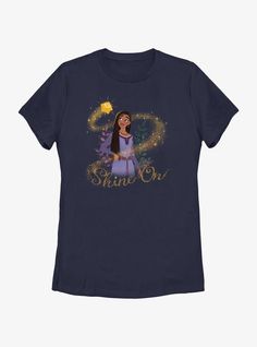 100% CottonWash cold; dry lowImportedListed in women's sizes Disney Wish, Her Universe, Womens T Shirt, Shine On, Pop Culture, Fashion Forward, Universe, Womens Sizes, T Shirts For Women