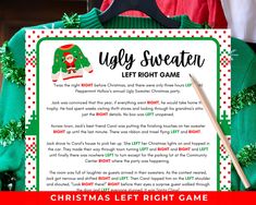 an ugly sweater left right game for kids to play on the christmas holiday and let them know what they're doing