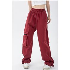 Tavimart Red Overalls Pants Women's Fashion Trousers Hip Hop Drawstring High Waist Wide Leg Baggy Casual Cargo Straight Pants Streetwear Red Overalls, Fashion Trousers, Pants Streetwear, Baggy Trousers, Pants Women Fashion, Overalls Pants, Custom Made Clothing, Baggy Pant, Trouser Style