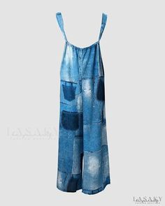 Lasaky - Denim Look Print Wide Leg Suspender Jumpsuit Suspender Jumpsuit, Womens Jumpsuits Casual, Jumpsuit Casual, African Clothes, Tassels Fashion, Denim Chic, Summer Denim, Casual Jumpsuit, Printed Denim